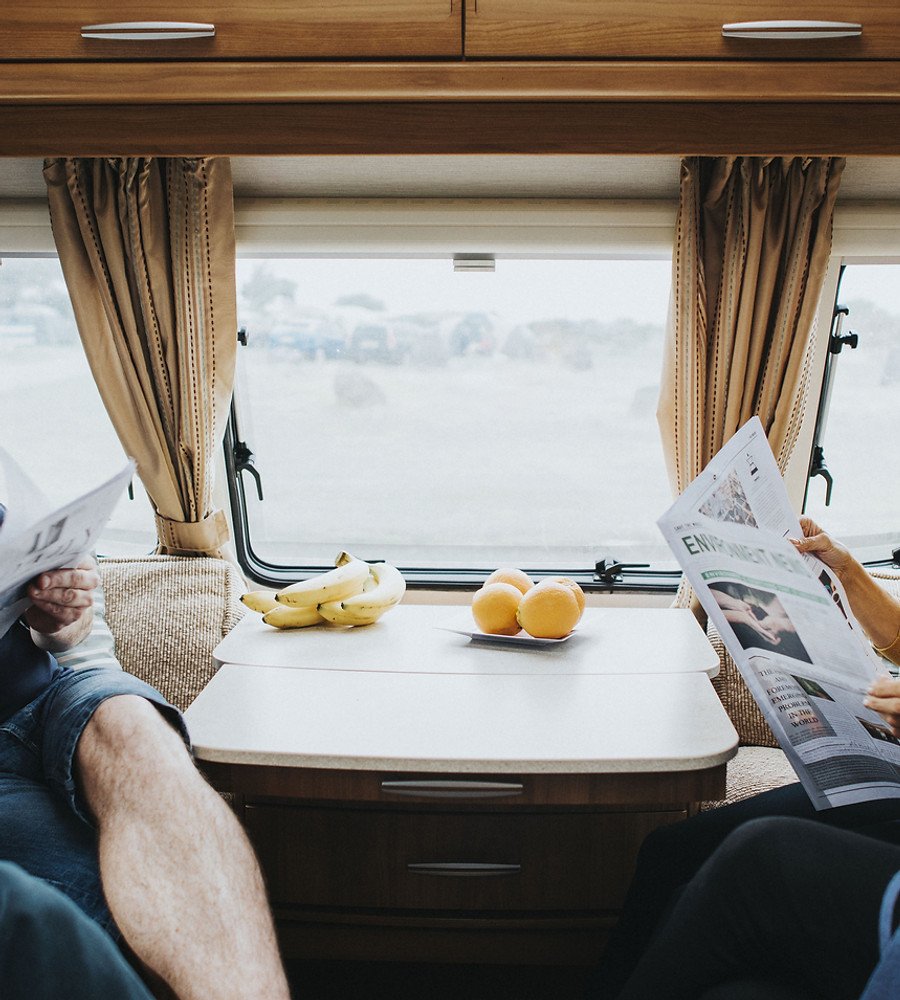 Morning inside the van
