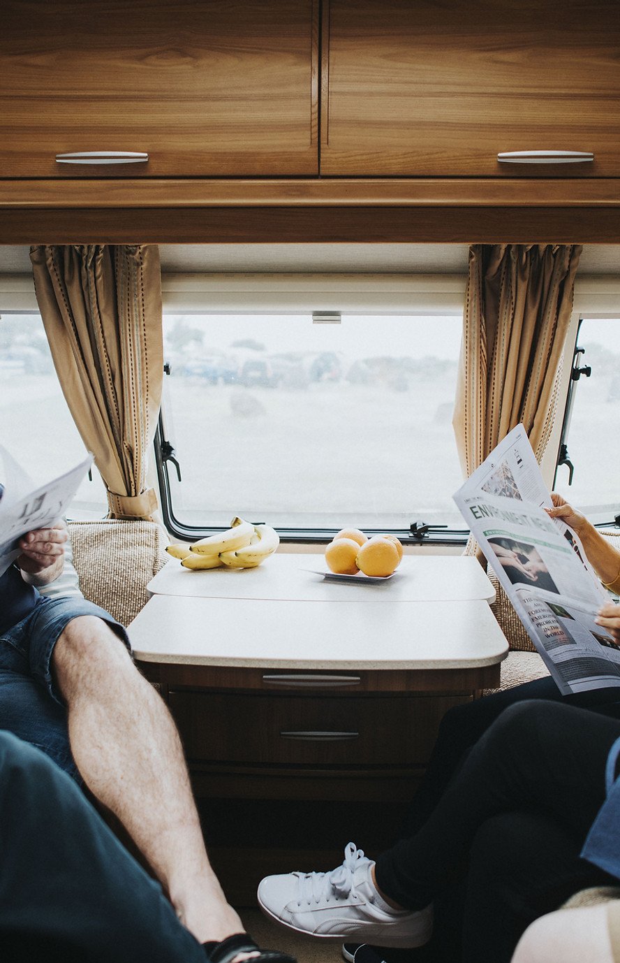Daylight over the table inside the van